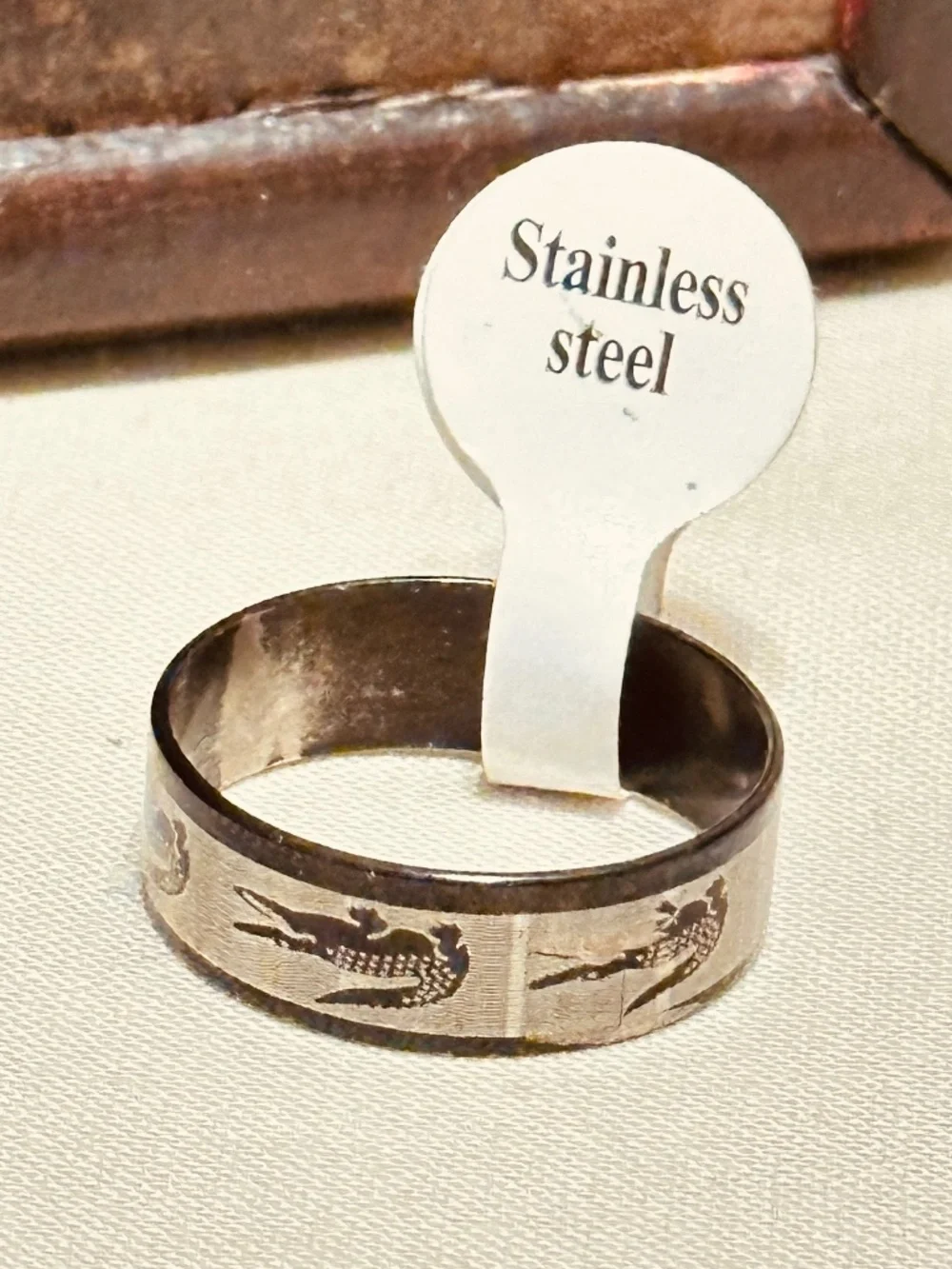 Stainless Steel Alligator Crocodile Black Silver Ring Size 10.5 NWT Unisex Men